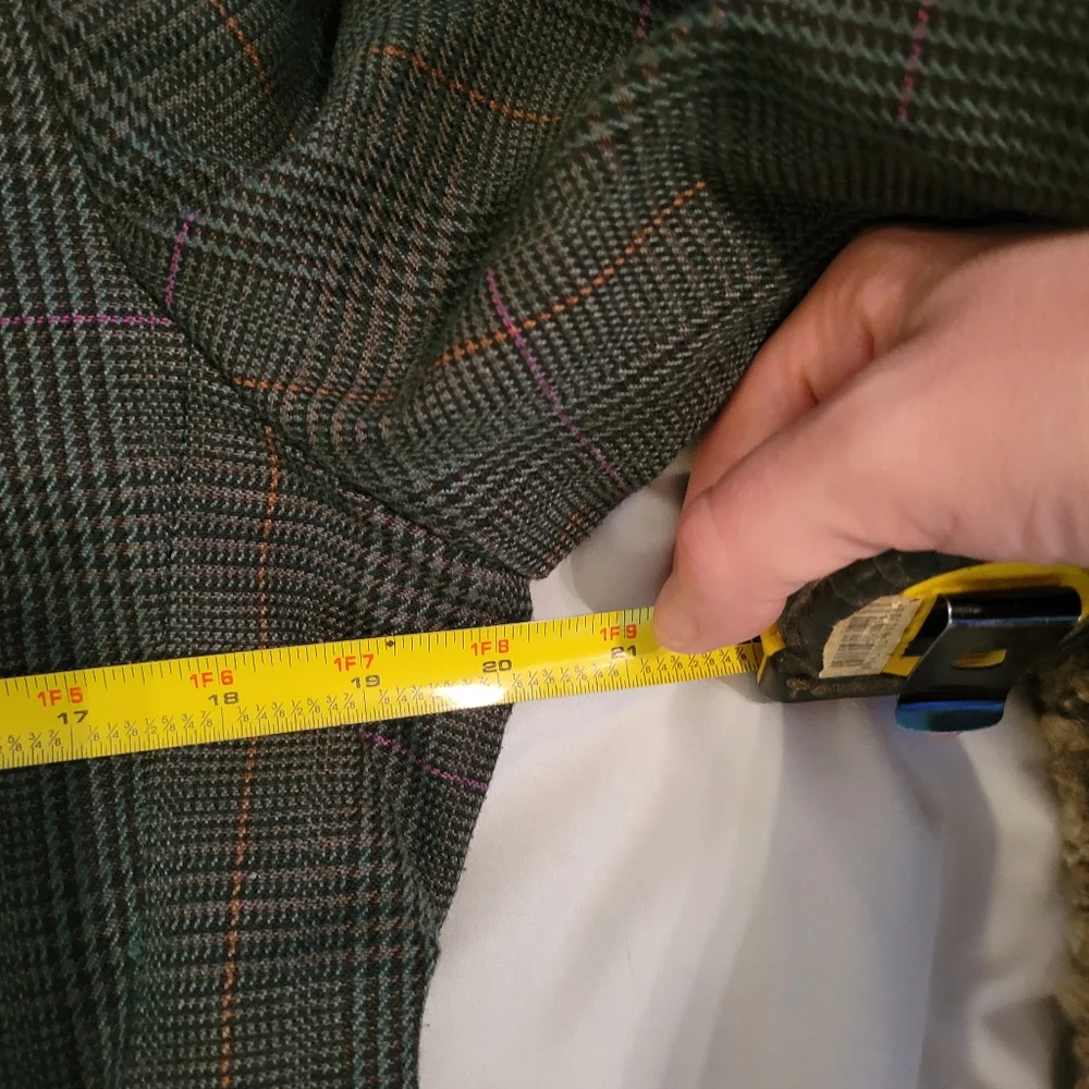 Vintage Plaid Blazer Size 14 Gold Button Blazer Classic Preppy Wool Blend Office